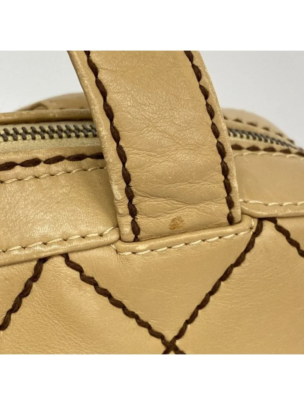 Chanel Handbag Wild Stitch Lambskin Beige Gold